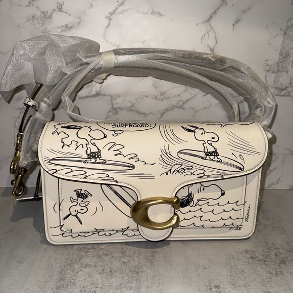 COACH x PEANUTS Tabby 26 Shoulder Bag Newspaper Print CCB04 NWT - Picture 1 of 16